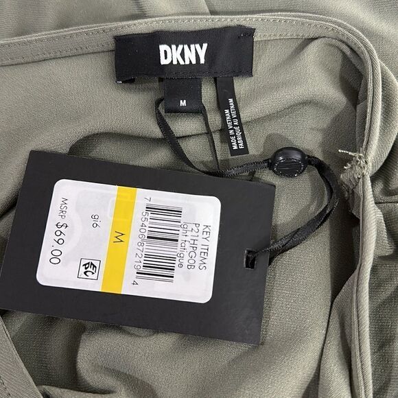 DKNY Light Fatigue Color Mesh Long Sleeves Keyhole Top Size M - Picture 5 of 10